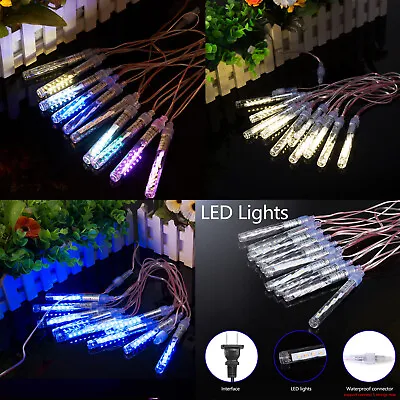 10cm 120 LED Lights Meteor Shower Rain 10 Tube Xmas Snowfall Tree Outdoor Light • $11.49