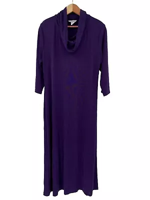 Vintage Carol Rose Dress Large Long Maxi 3/4 Sleeve Purple Knit Drape Travel • $32