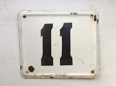 Vintage Enameled Metal House Number Plaque / Sign Retro Enamel Address Sign 11 • $71.72