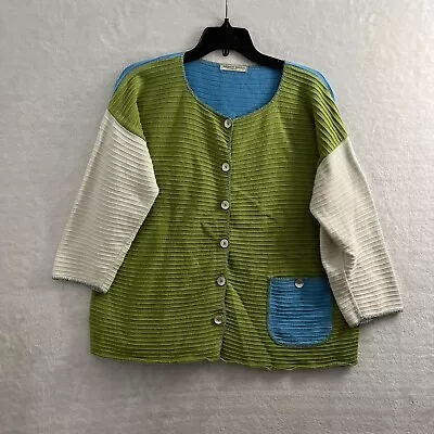 Margaret Winters Cardigan Top Womans Medium Colorblock Multicolor 3/4 Sleeve • $15