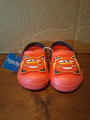 Disney Pixar Cars Lightning McQueen Light Up Kids Shoes Clogs Youth Size 5c / 6c • $18.75