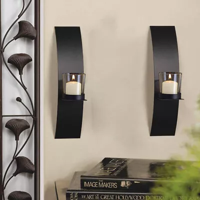 2x Wall Hanging Metal Arc Candle Holder Tea Light Candle Stick Sconce Home Decor • £9.95