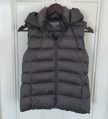 Uniqlo Duck Down Puffer Vest Size M Women's Dark Grey Sleeveless Zip Up Jacket • $40