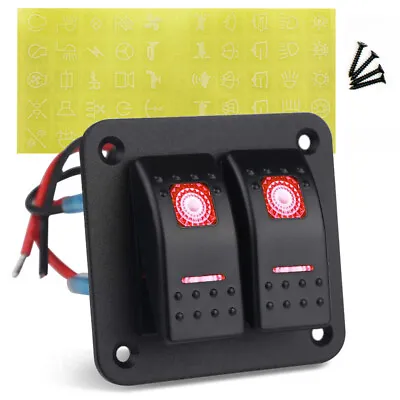 2 Gang Red LED Rocker Switch Panel Car Marine Boat Circuit Breakers Waterproof • $13.98