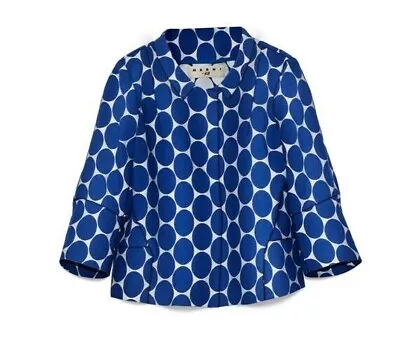 Marni For H&m Retro 50's Jackie O Blue Polka Dot Jacket Uk 12 Us 8 Medium Bnwt • £119.99