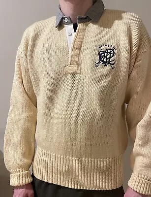 Polo Ralph Lauren Vintage Cricket Sweater Rugby With Collar Wool M • $149