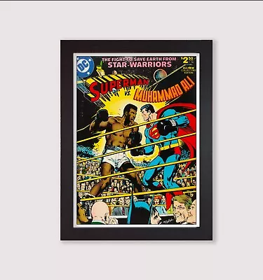 Framed Superman Vs. Muhammad Ali Vintage Comic Cover Repro Poster Print Wall Art • £5.33