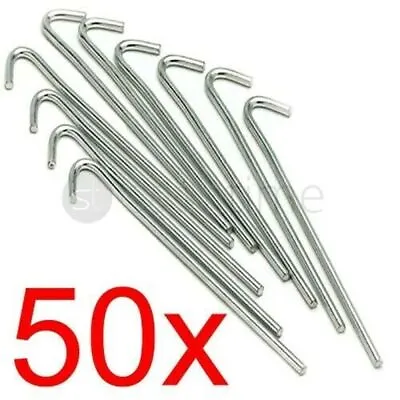 50 X Heavy Duty Galvanised Steel Tent Pegs Metal Camping Ground Sheet Anchor • £7.95