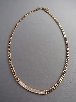 Michael Kors Rose Gold Tone Flat Curb Chain Crescent Rhinestone Necklace • $39.99