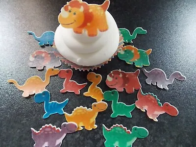 16 PRECUT Dinosaurs In Bold Colours Edible Wafer/rice Paper Cake/cupcake Toppers • £2.85