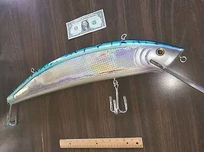 Vintage Giant 26   Lure Jumbo Display Bait Silver Minnow Man Cave Cabin Decor • $110