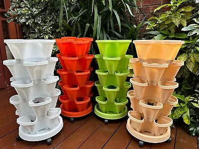 $69.90 • Buy 5 Tier Vertical Garden Strawberry Stackable Planters Herbs Petunias Pancy 