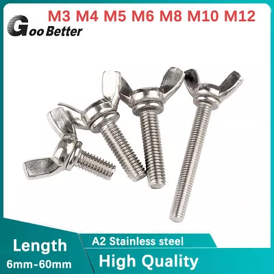 Butterfly Wing Screws M3 M4 M5 M6 M8 M10 M12 Wing Bolts Thumb Screw A2 Stainless • £1.51