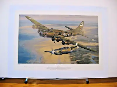 Salute To The Brave B-17 Me109 Anthony Saunders Signed Aviation Art + Bonus B-17 • $199.95