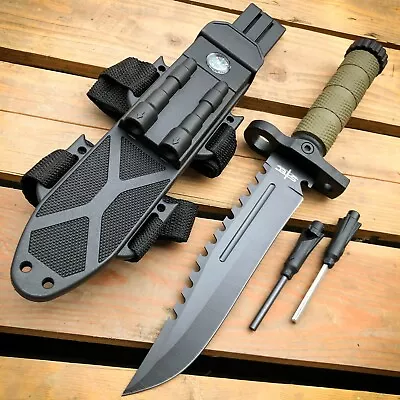 12.5  MILITARY Army TACTICAL Hunting FIXED BLADE SURVIVAL Knife W Fire Starter • $18.95