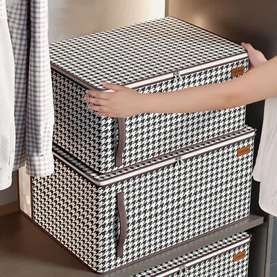 Large Clothes Storage Bags Zipped Organizer Underbed Wardrobe Cube Closet Boxes • £5.99