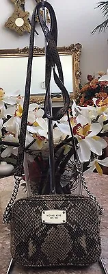 Michael Kors Hamilton Gray Black Python Embossed Leather Mini Cross-body Bag  • $50.99