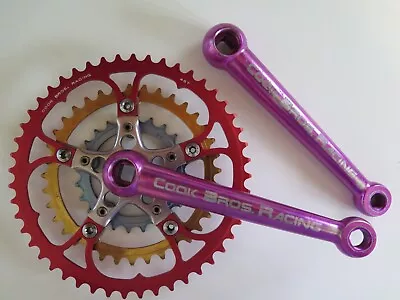 Vintage Cook Brothers Racing Crankset W/483624 Chain Rings Lightly Used • $575