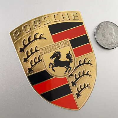 $29.98 • Buy PORSCHE Speedster 356 911 Hood Badge Crest Foil Decal (Metallic Gold Sticker)