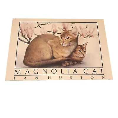 Large Vintage Magnolia Cat Jan Huston Art Print Poster Picture Mounted On Board • $183.13