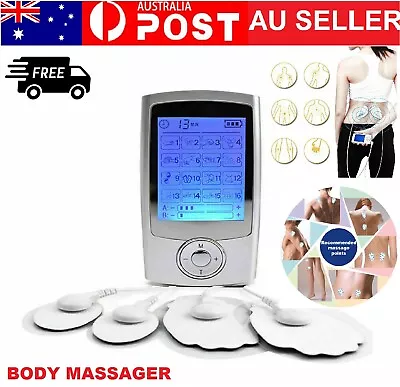 Dual Channel TENS Machine Unit Body Pain Relief Massager Device +4 Pads Physio • $51.99