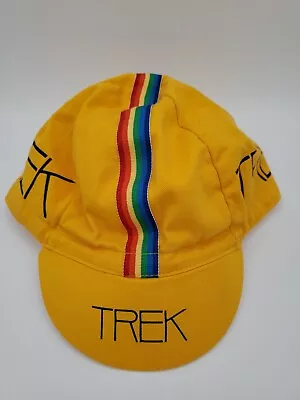 Vintage Trek Cycling Biking Hat Cap Yellow Rainbow Stripe - Huntington Beach CA • $40.99