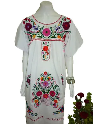 Any Color Peasant Vintage Tunic Embroidered Mexican Dress  XS S M L XL XXL • $29.99