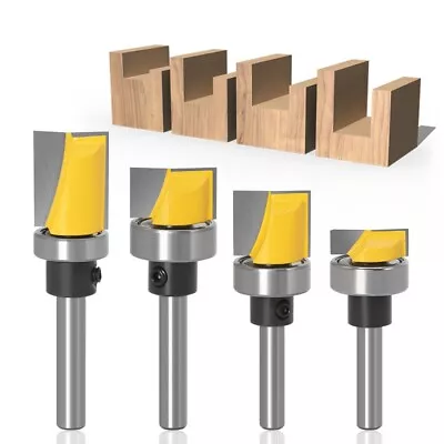 4 Pcs 1/4  Shank Hinge Mortising Flush Trim Template Router Bit SetBall Bearing • $19.99