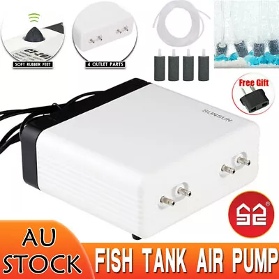$36.70 • Buy Silent Air Pump Large Aquarium Fish Tank Pump Hydroponic Oxygen 4 Outlet 8W Pump