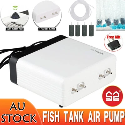 $36.70 • Buy Silent Air Pump Large Aquarium Fish Tank Pump Hydroponic Oxygen 4 Outlet 8W Pump