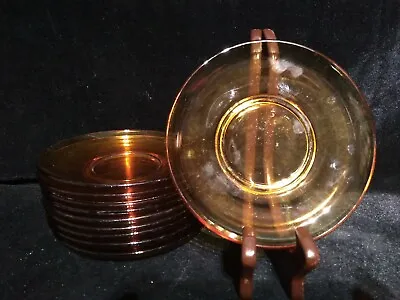 10 Vereco France Amber Depression Glass 6.5” Saucer Plate Vintage MCM Retro • $26.99