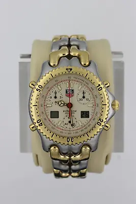 Tag Heuer Mens Watch SEL CG1123.BB0424 Link Gold Cream Chronograph Digital 8  SS • $1045