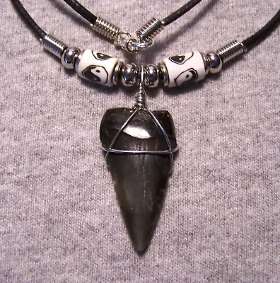 Mako Shark Tooth 1 3/8  Teeth Necklace Fossil Jaw Megalodon Scuba Dive Sharks • $14