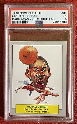 Michael Jordan 1990 Caricature #34 KARIKATAS PSA 5 Spanish Card Sticker RARE • $450