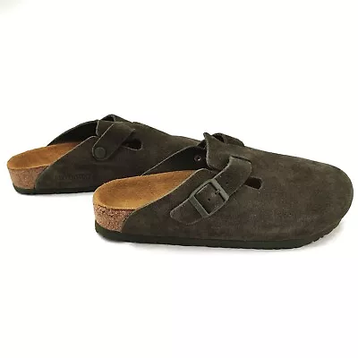 Birkenstock Boston Soft Footbed Suede Leather Slide Clogs Thyme Medium Shoes 41 • $61