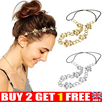 £3.19 • Buy Metal Flower Headband Head Chain Hair Jewelry For Women Girls DH