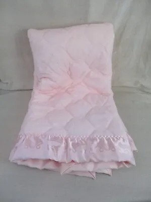 Vintage Triboro Pink Satin Edge Crib Baby Blanket Pink 36 X 50 • $23.96