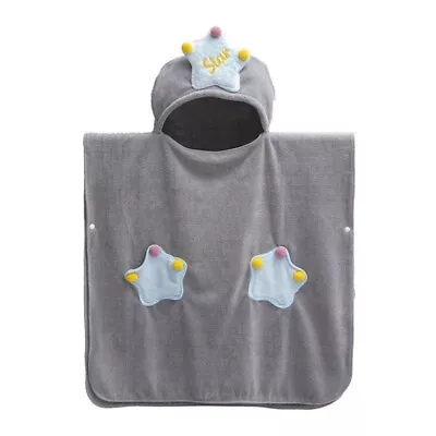 Kids GREY Hood & Pocket Poncho Towel Bath Beach Coral Velvet Soft UK SELLER • £9.99