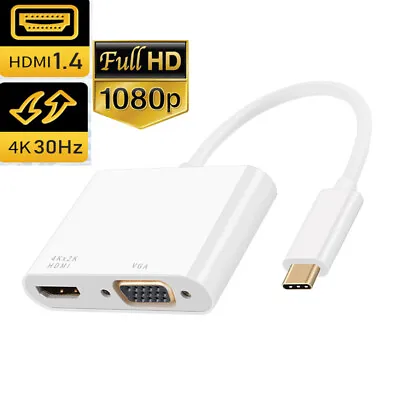 $5.99 • Buy USB C Multiport Adapter Thunderbolt 3 Type C To HDMI 4K VGA DVI Cable Macbook AU