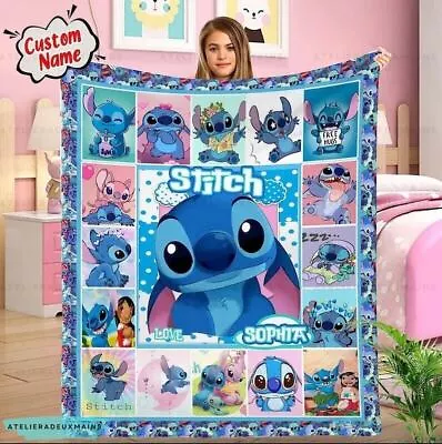 Personalized Stitch Ohana Means Family Lilo Custom Stitch Fleece Blanket • $62.99