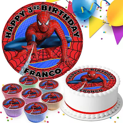 Spider-man Birthday Personalised Edible Cake Topper & Cupcake Toppers M175 • £5.99