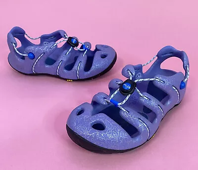 Mion Purple Floral Girl Shoes Size 3 Kids Water Sandals Waterproof Comfort • $35.20