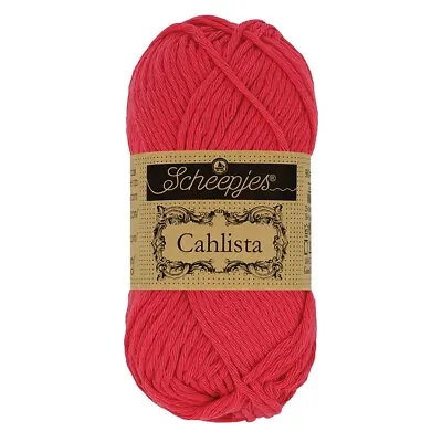 Cahlista 100% Un-mercerised Cotton Red Aran Yarn 50g - 516 Candy Apple • £4.45
