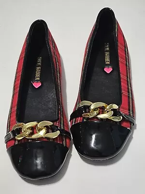 Steve Madden Red Vivi Plaid Girl Kids Flats With Chunky Chain Size2 NWT • $40