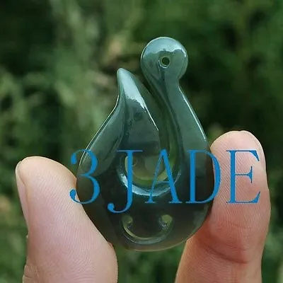 Natural Nephrite Jade Fish Hook Hei Matau Pendant New Zealand Maori Style • $19.99