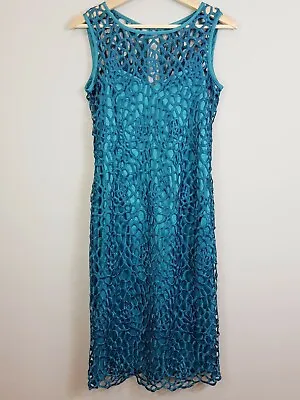 [ QUEENSPARK QP ] Womens Lace Teal Evening Dress NEW $229.95 | Size AU 8 Or US 4 • $55