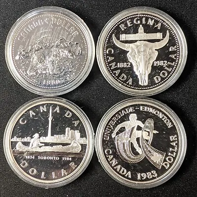 1980-1984 Canada Silver Dollar 4 Coin Lot - .500 Silver Specimen/Proof $1  • $39.99