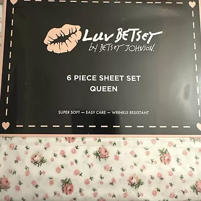 Luv Betsey By Betsey Johnson Pretty Floral Pink Ditzy QueenSheet Set 6 Piece NEW • £33.69