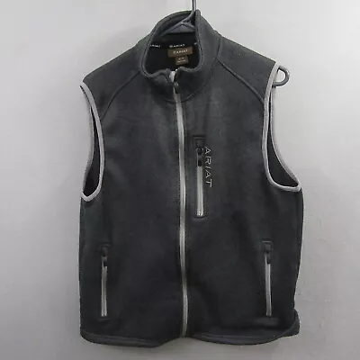 Ariat Mens Full Zip Vest Size M Gray Pocket Fleece Mock Neck Jacket Casual • $44.90