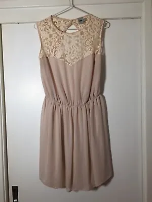 $15.99 • Buy Asos Womens Light Nude Beige Dress Size 14 With Floral Lace Trim Sleeveless